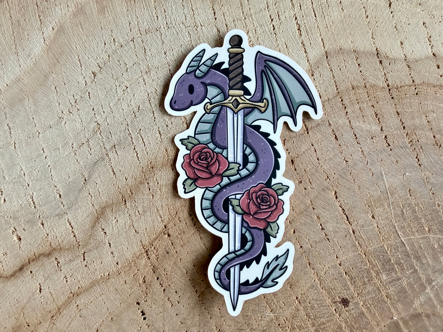 Dragon & Sword Die Cut Sticker