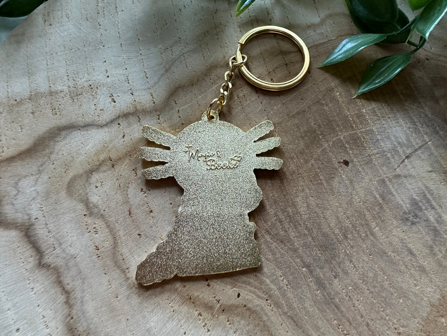 Reading Axolotl Metal Enamel Keychain