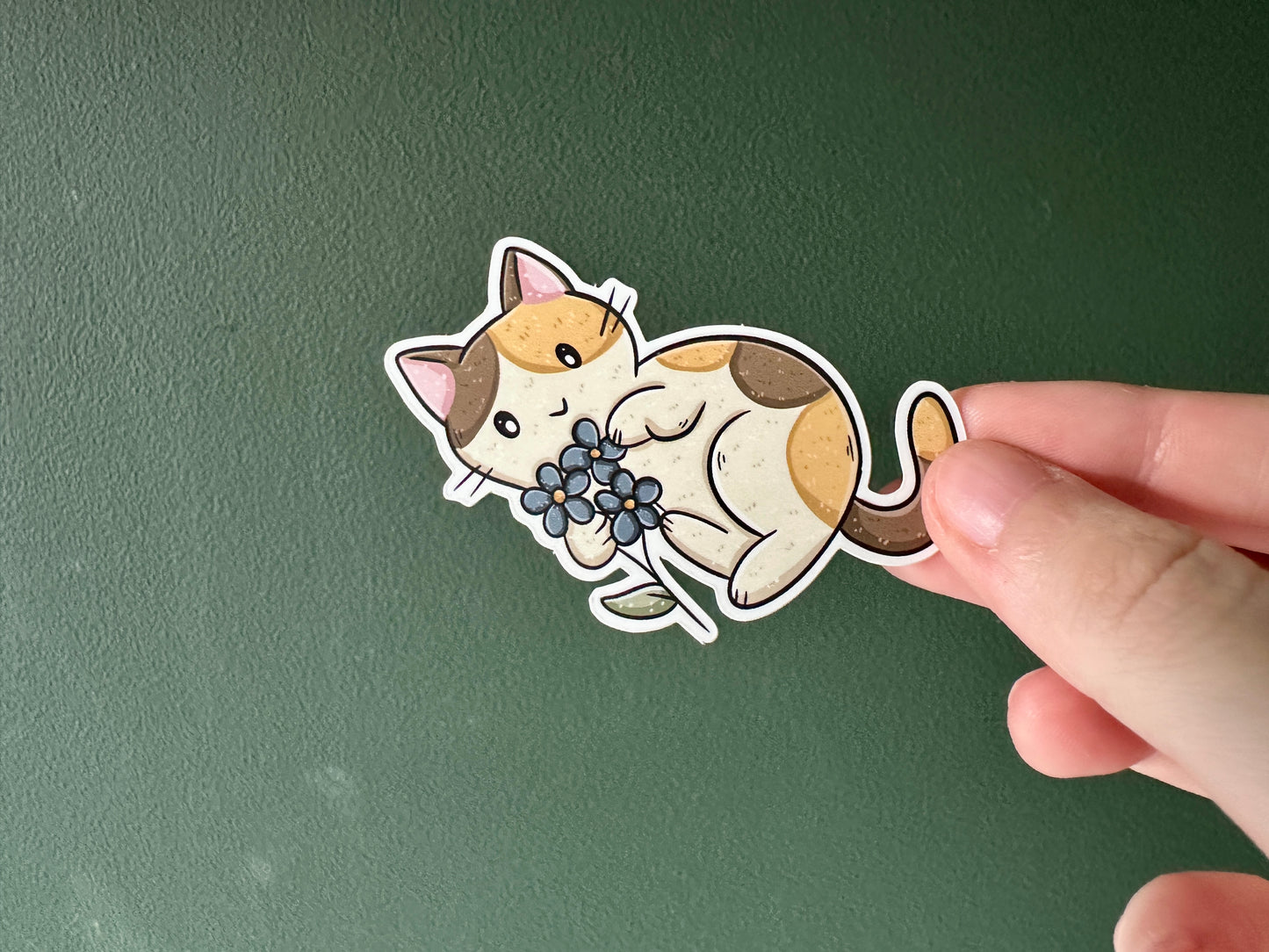 Autocollant Chat et fleur Die Cut
