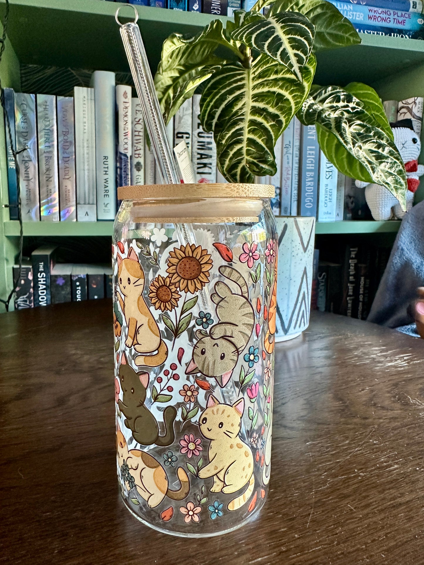Cats & Flowers Glass Tumbler