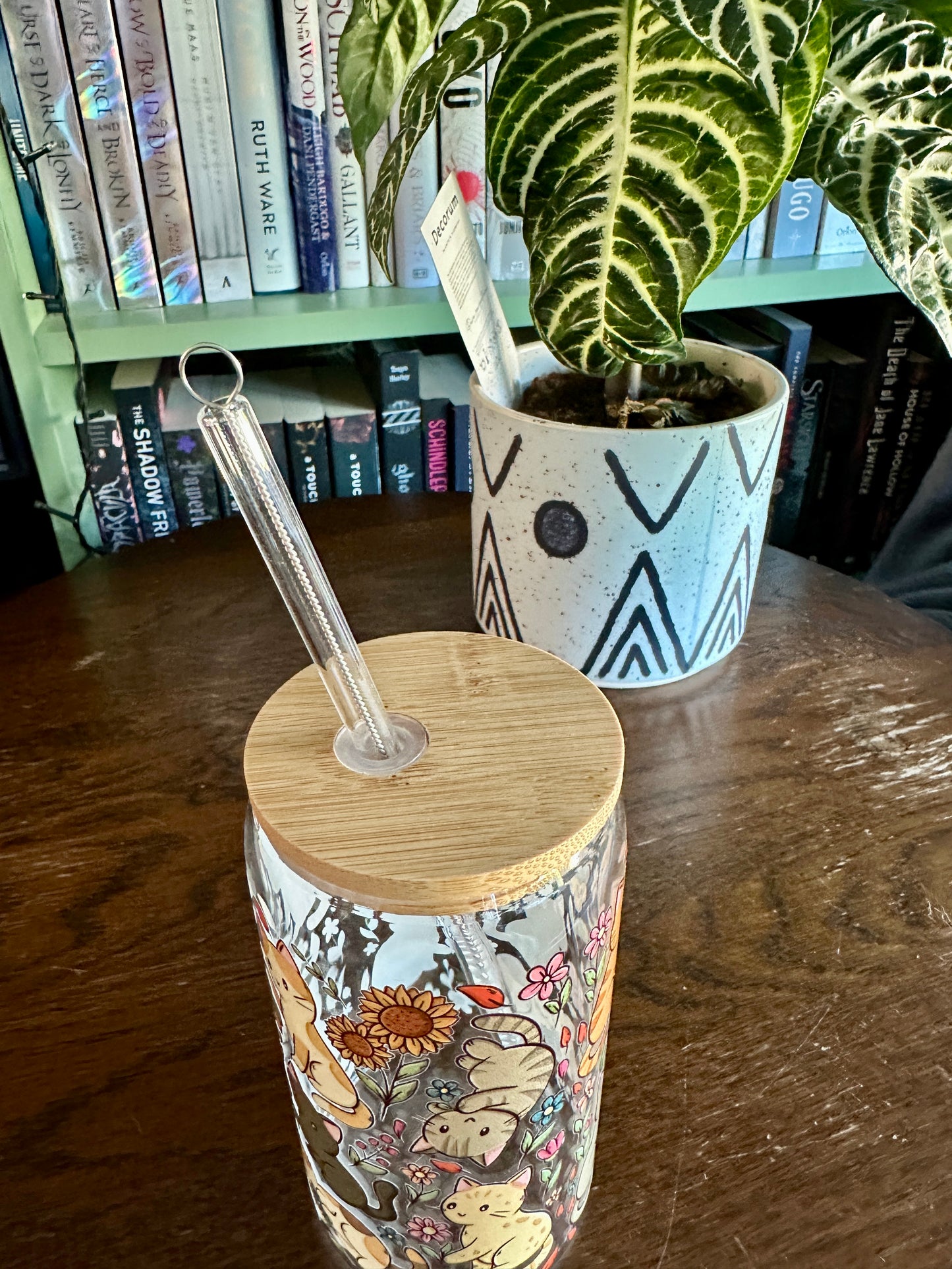 Cats & Flowers Glass Tumbler