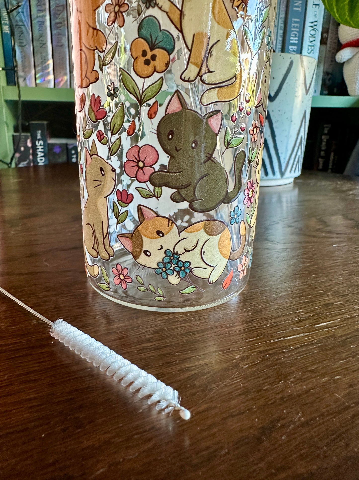 Cats & Flowers Glass Tumbler