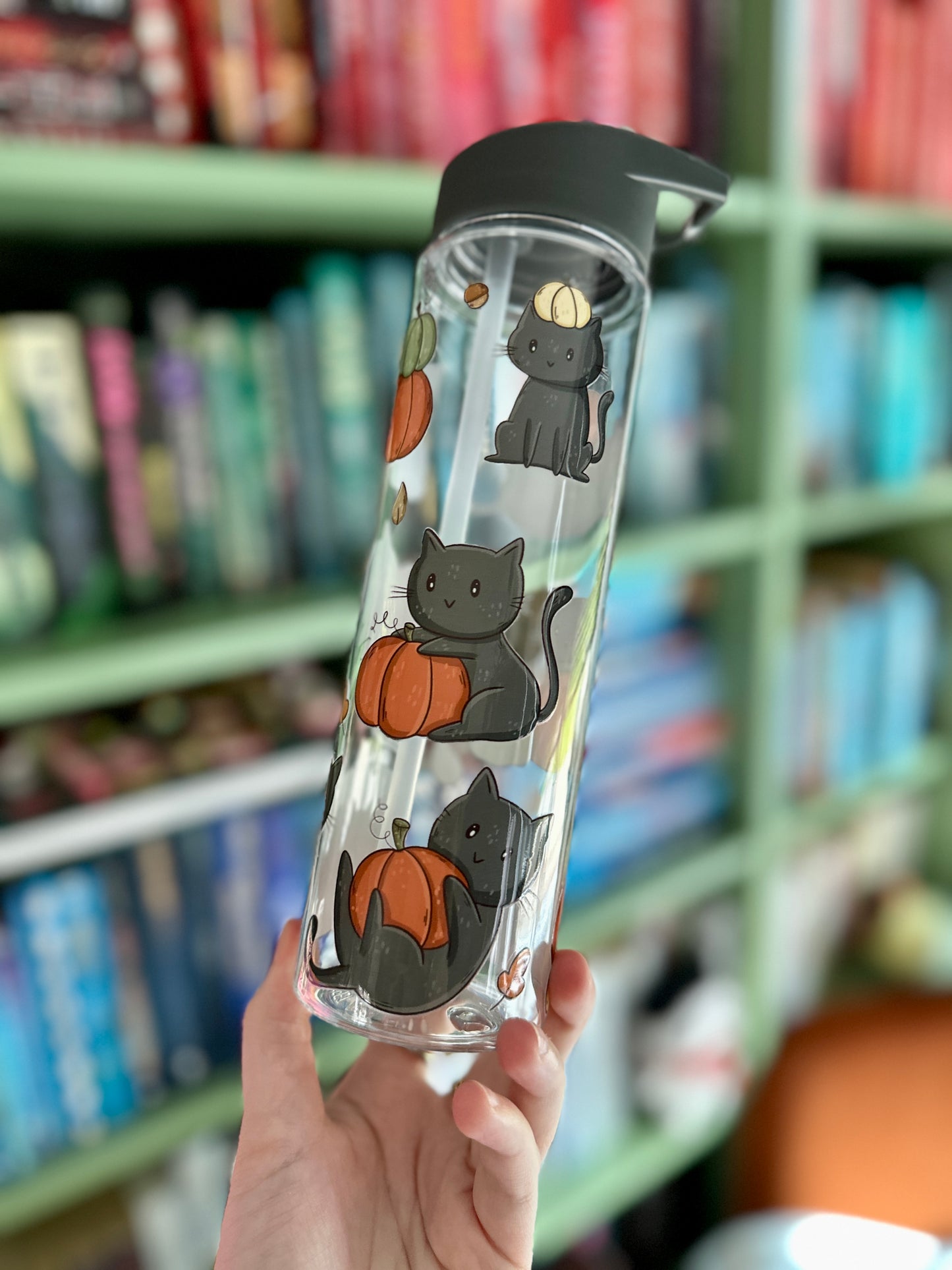 Black Cats & Pumpkins Water Bottle