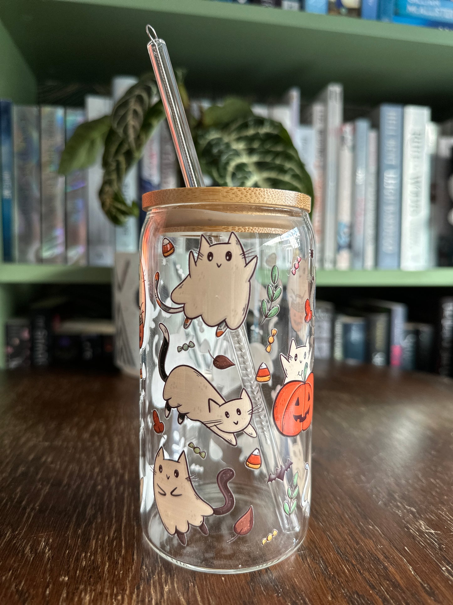 Ghost Cat Glass Tumbler