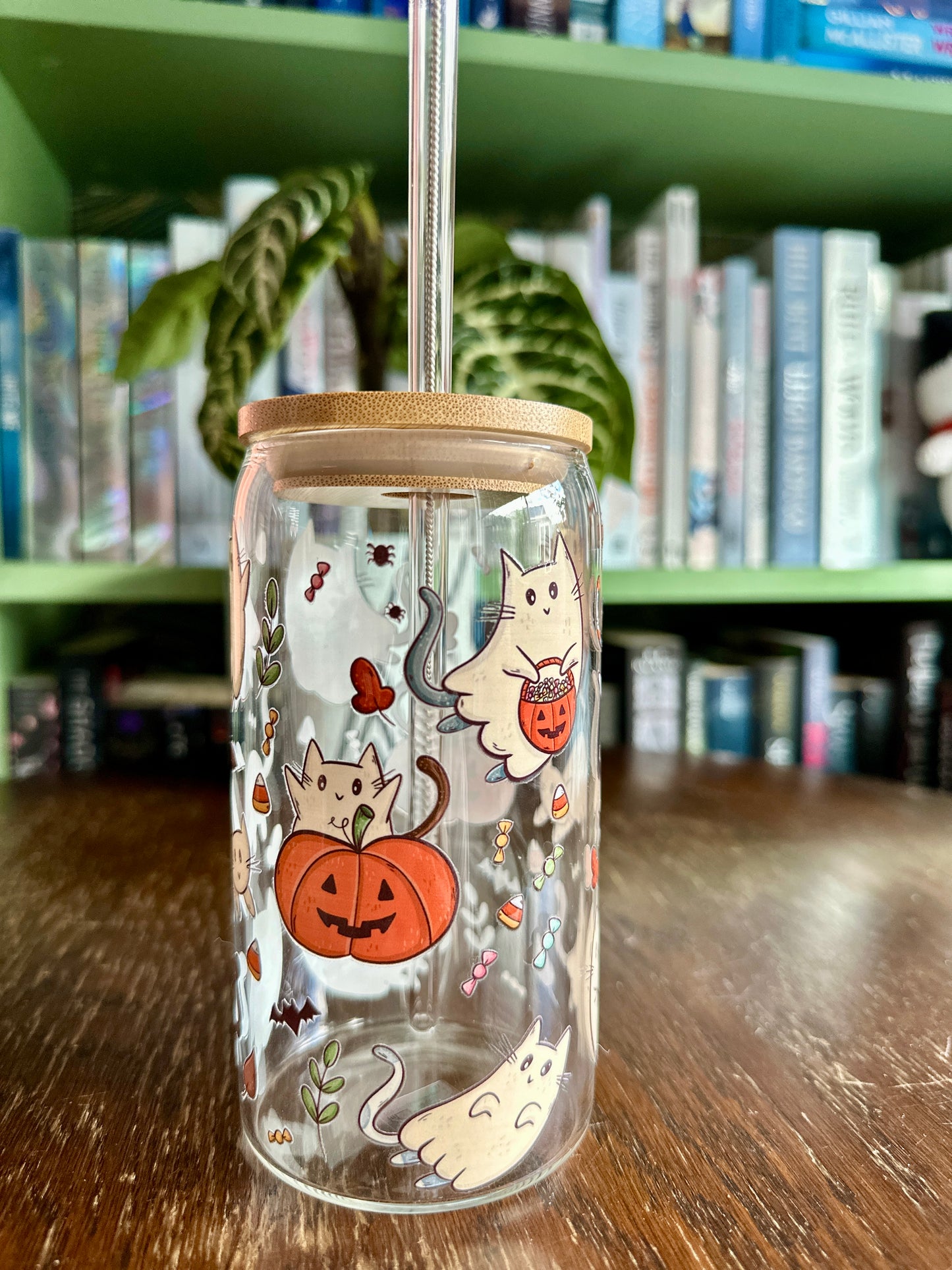 Ghost Cat Glass Tumbler
