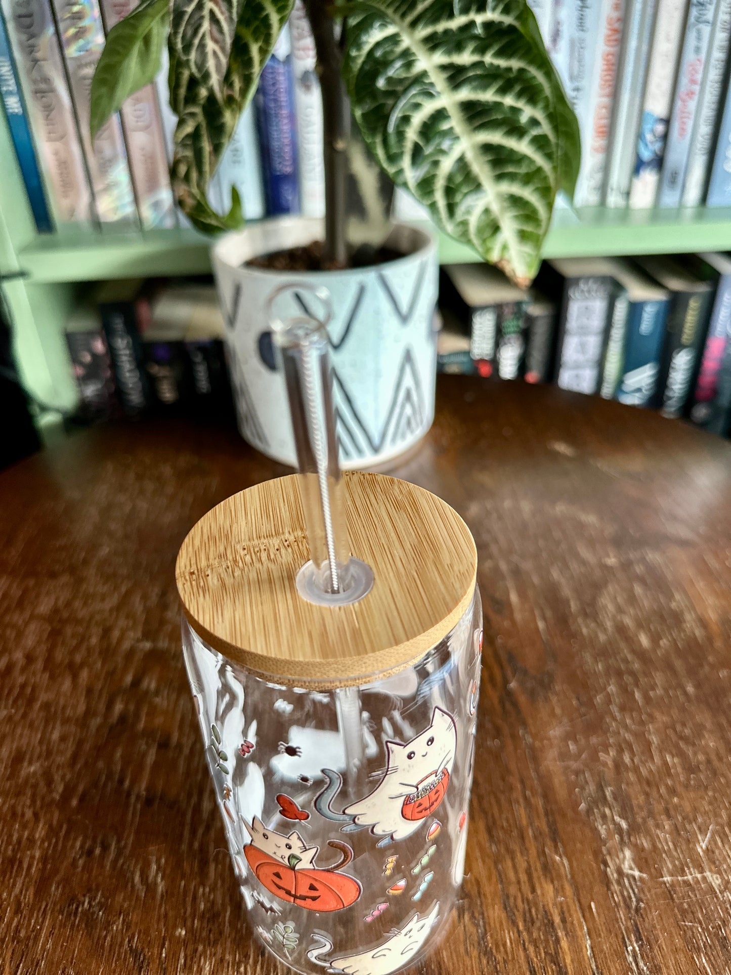 Ghost Cat Glass Tumbler