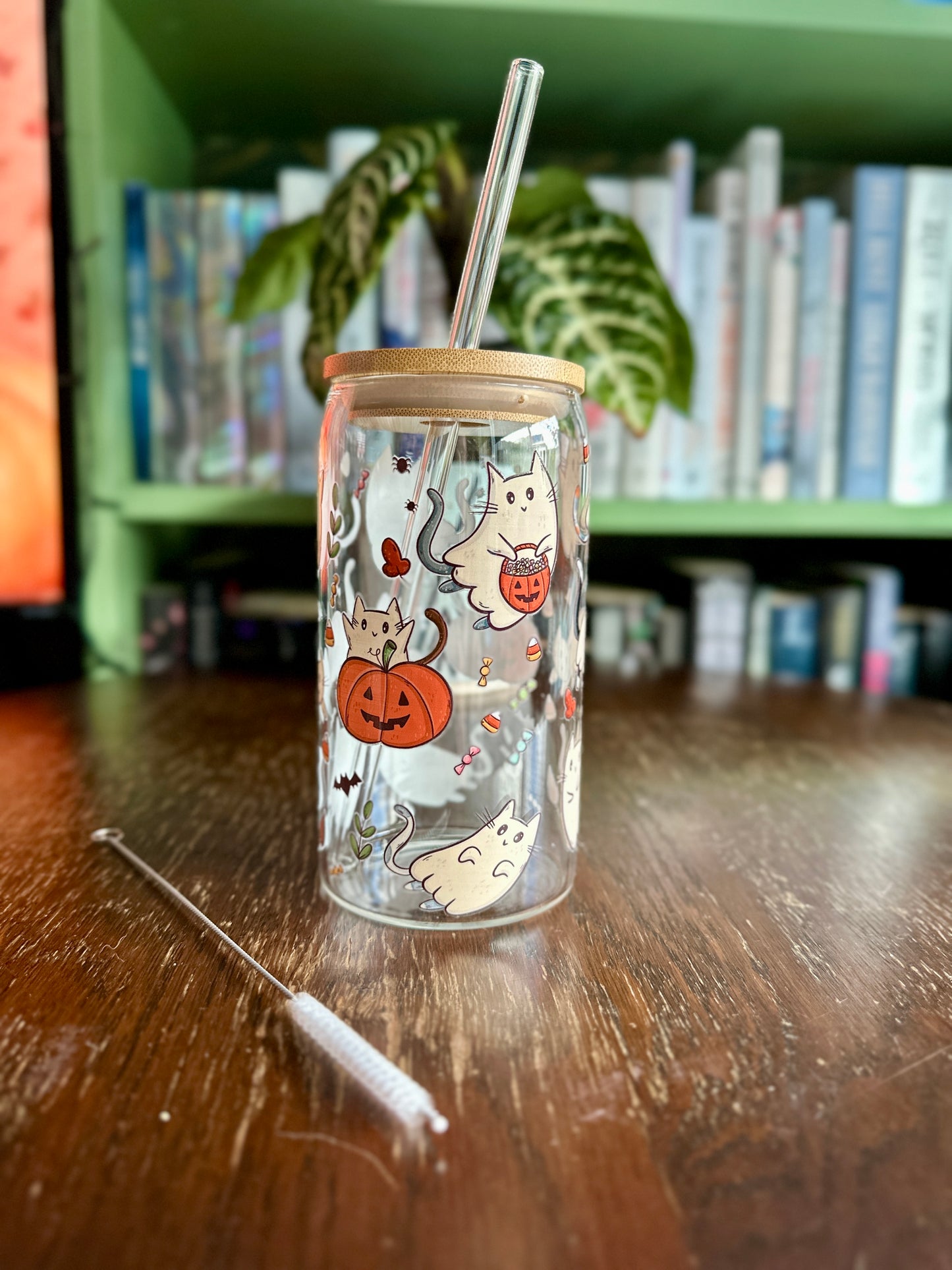 Ghost Cat Glass Tumbler