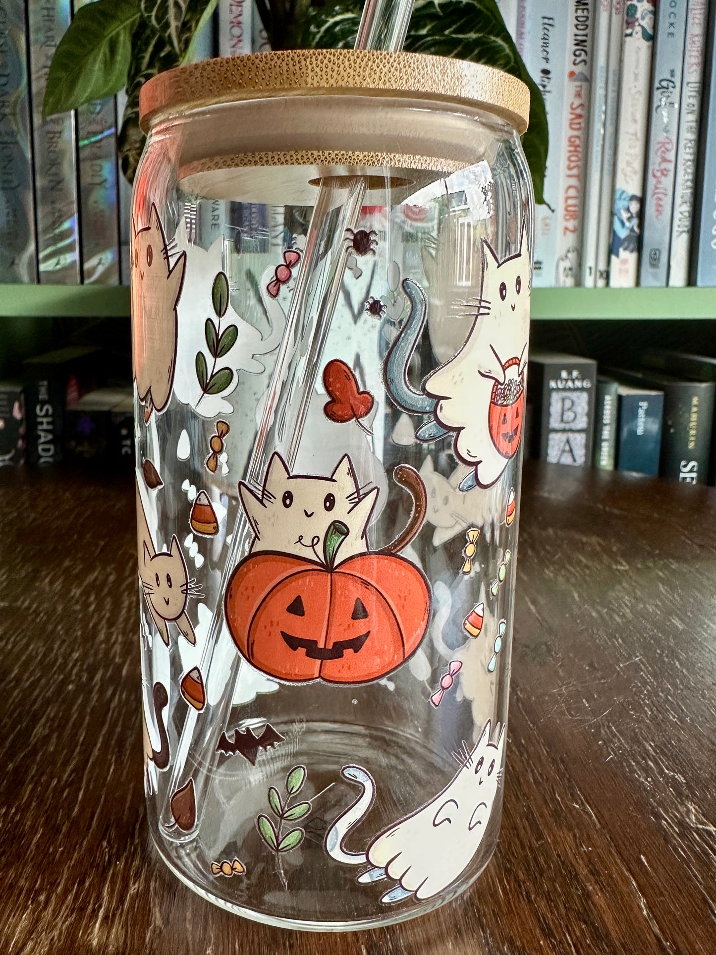 Ghost Cat Glass Tumbler