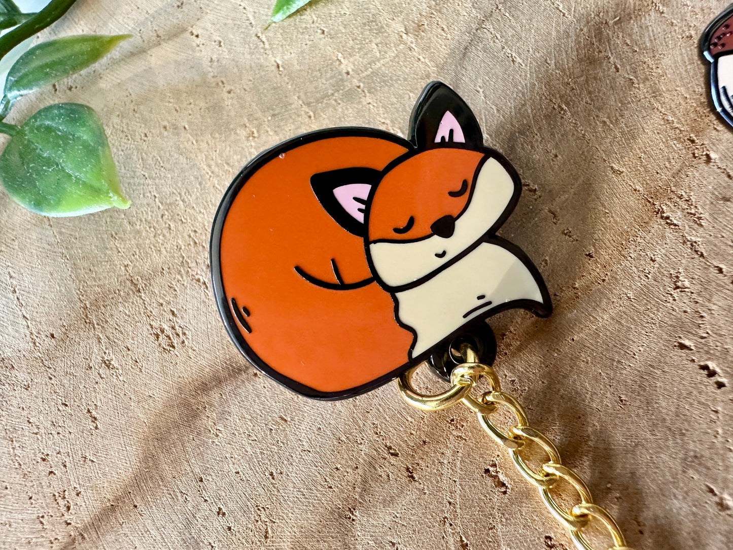 Fox & Mushroom Enamel Collar Pin