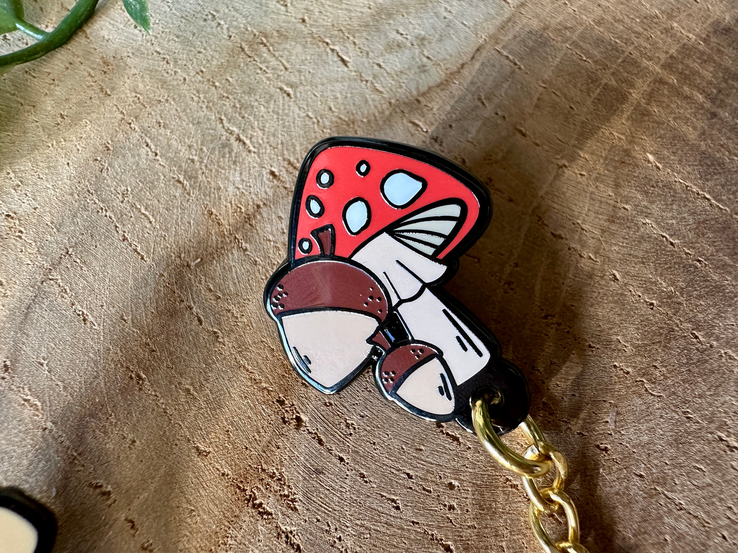Fox & Mushroom Enamel Collar Pin