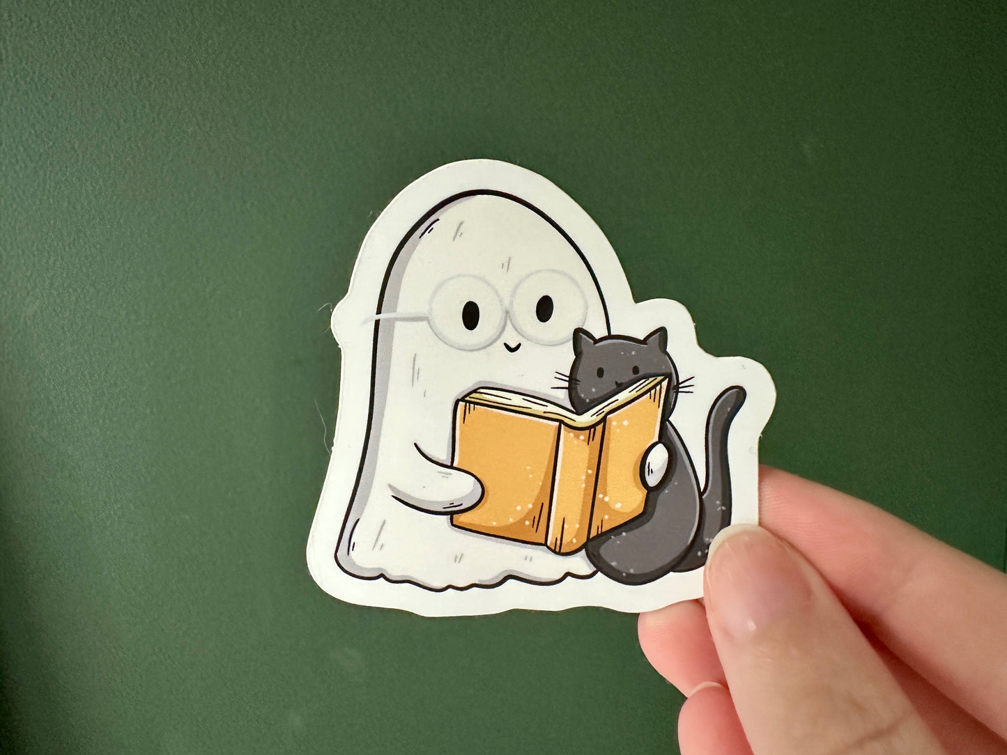 Ghost & Cat Die Cut Sticker