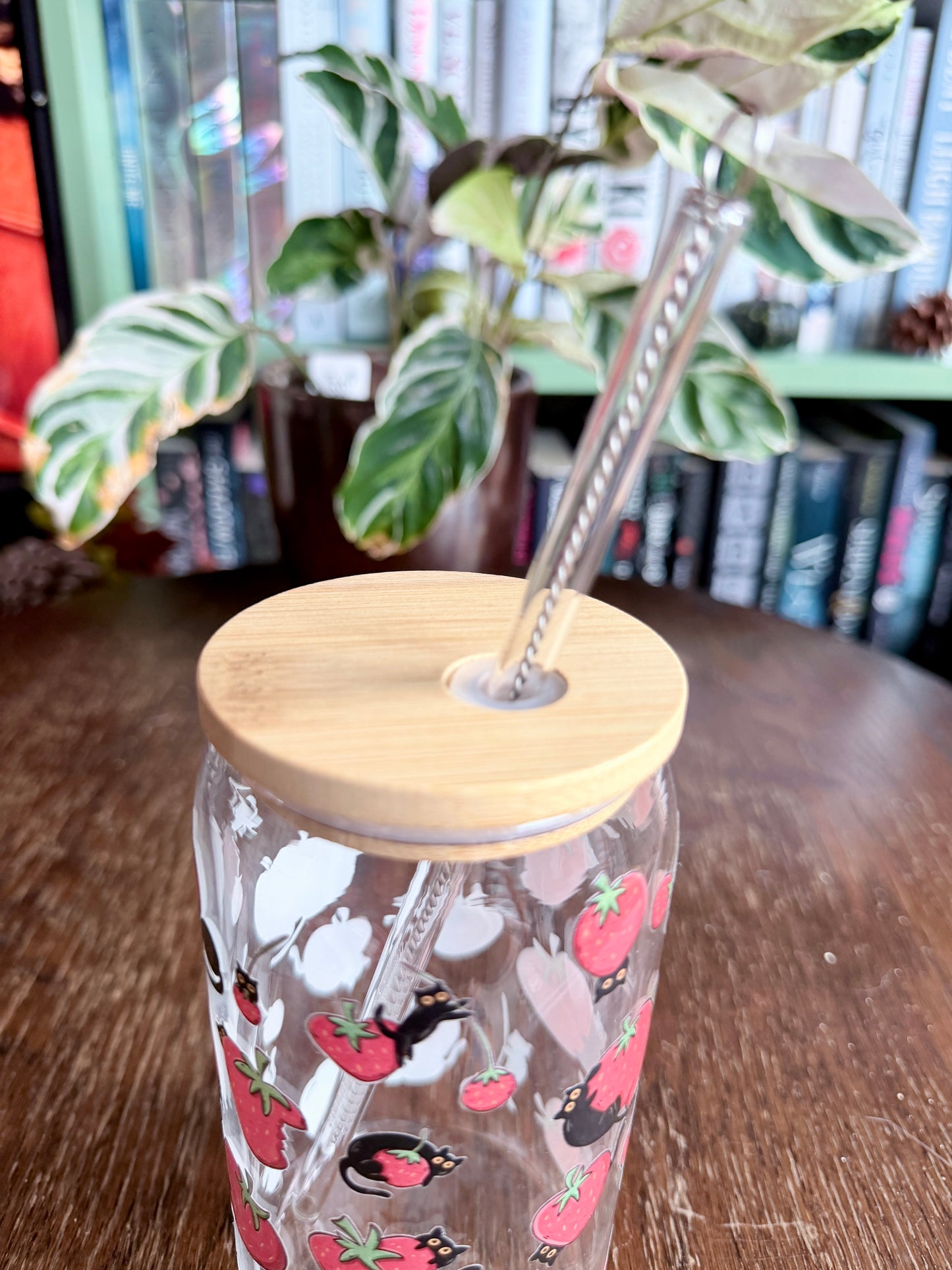 Cats & Strawberries Glass Tumbler