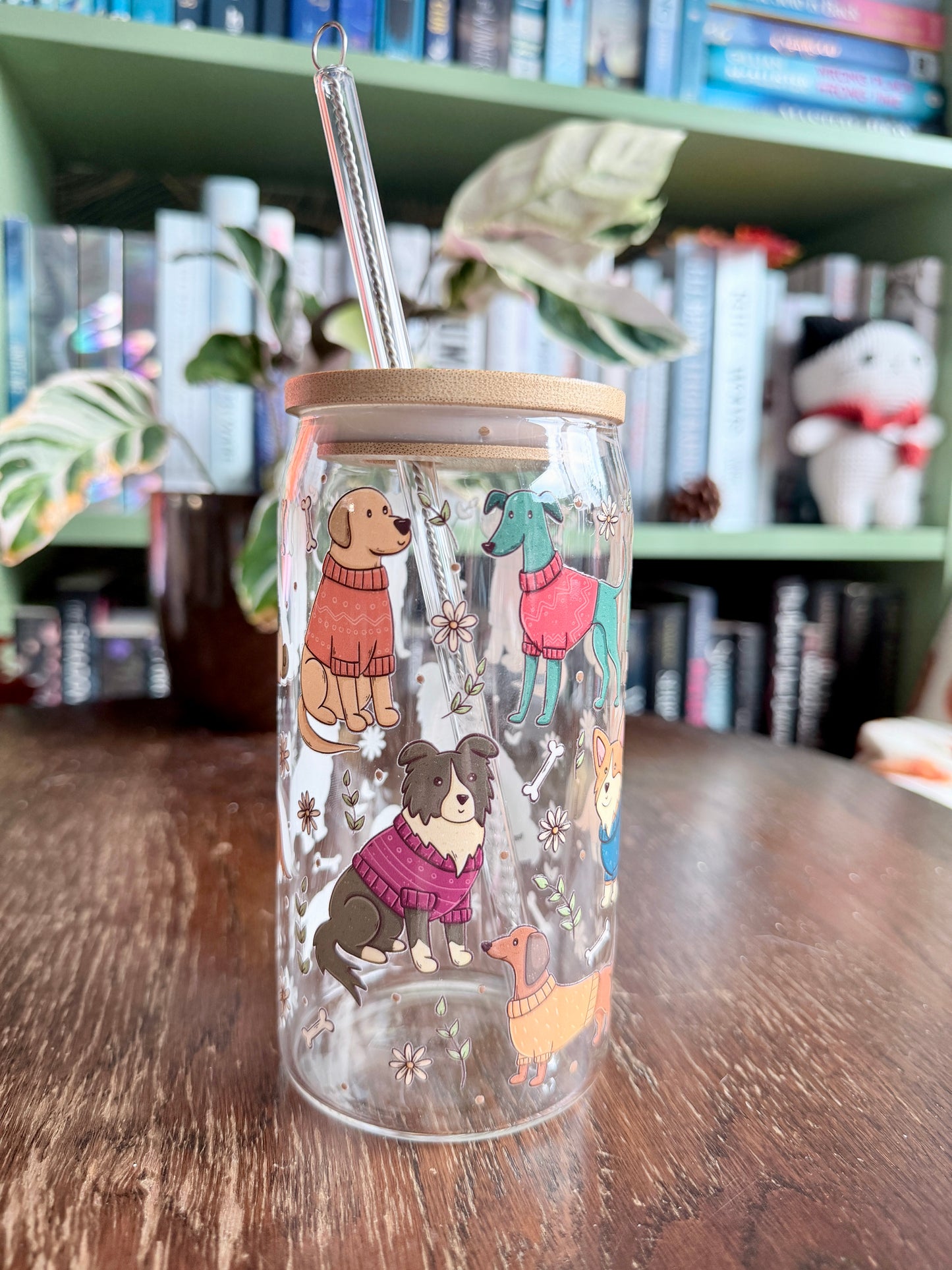 Doggies in Sweaters Glazen Tumbler