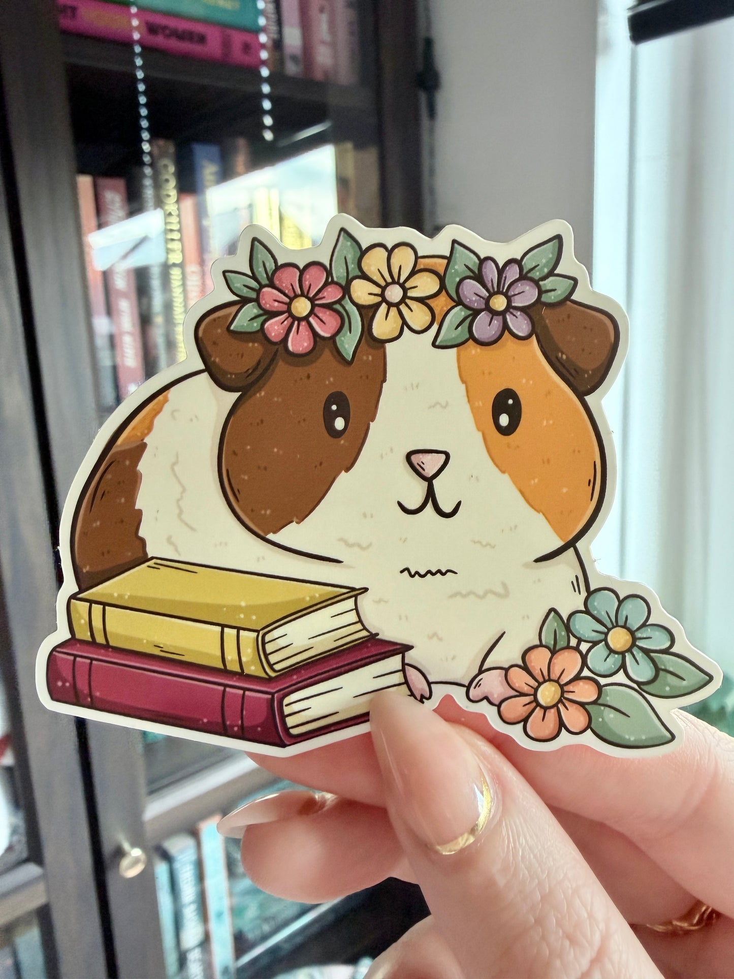 Autocollant découpé Flower Crown Guinea Pig