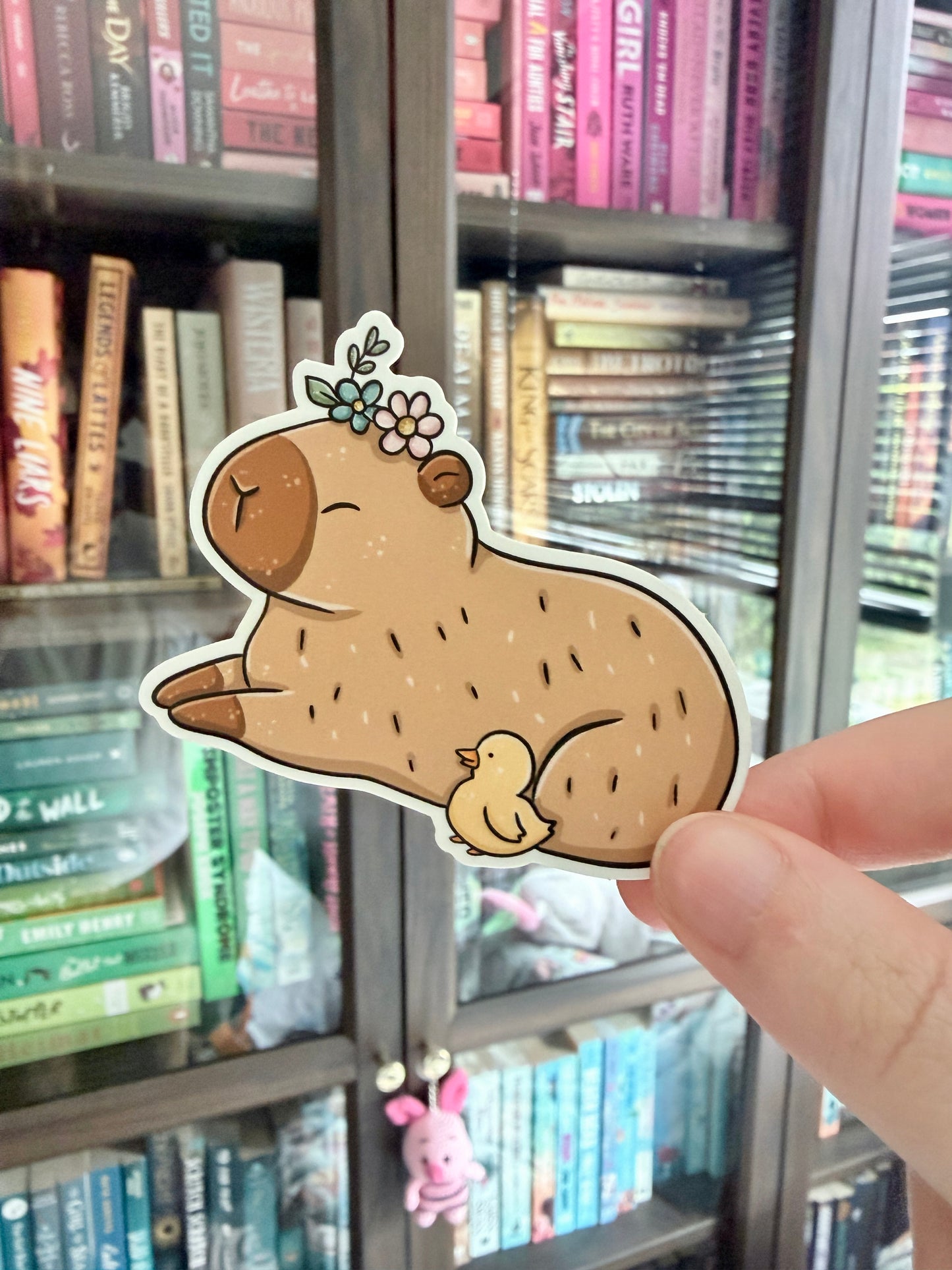 Capybara and Tiny Duck Die Cut Sticker
