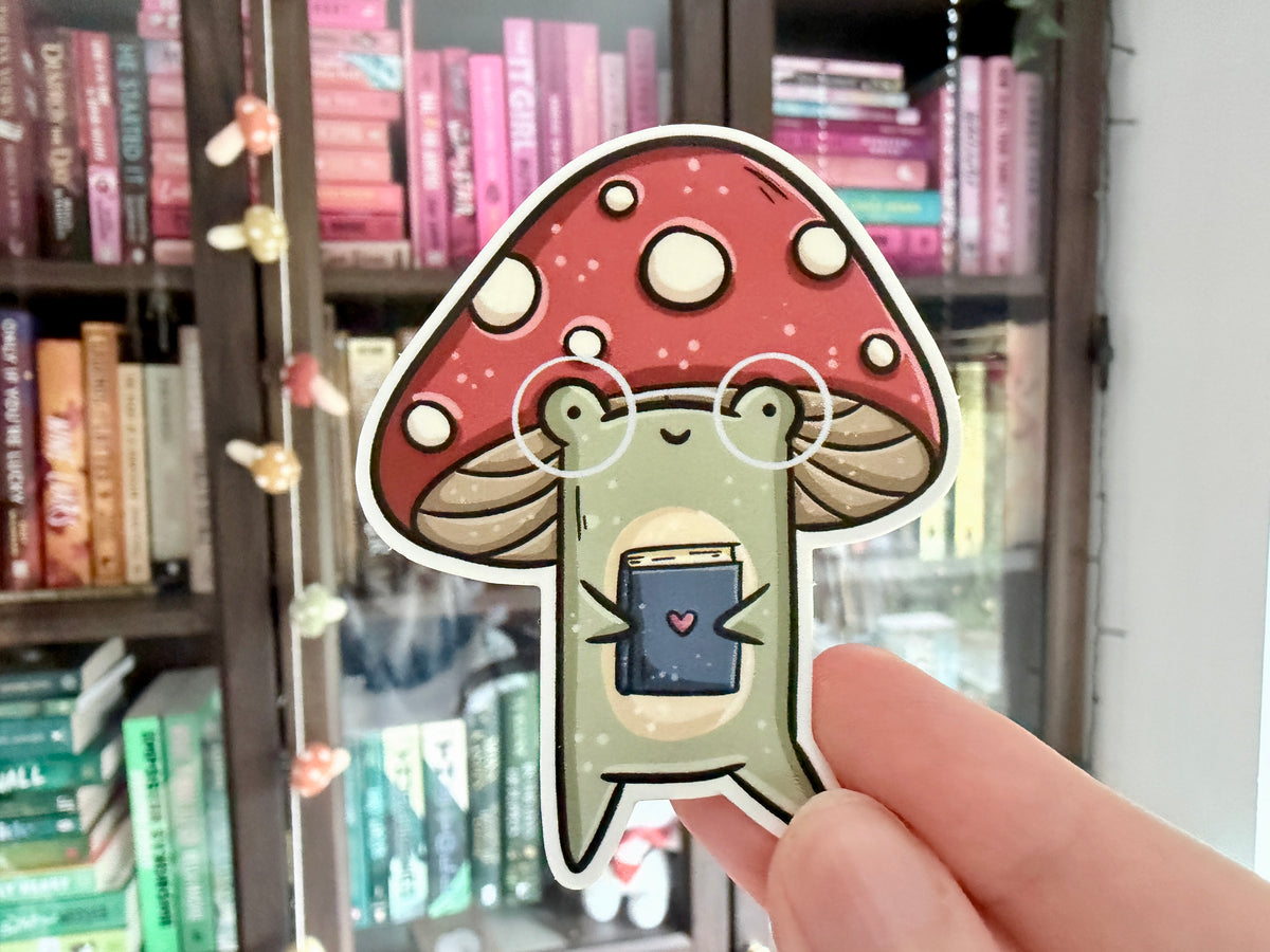 Frog & Mushroom Die Cut Sticker