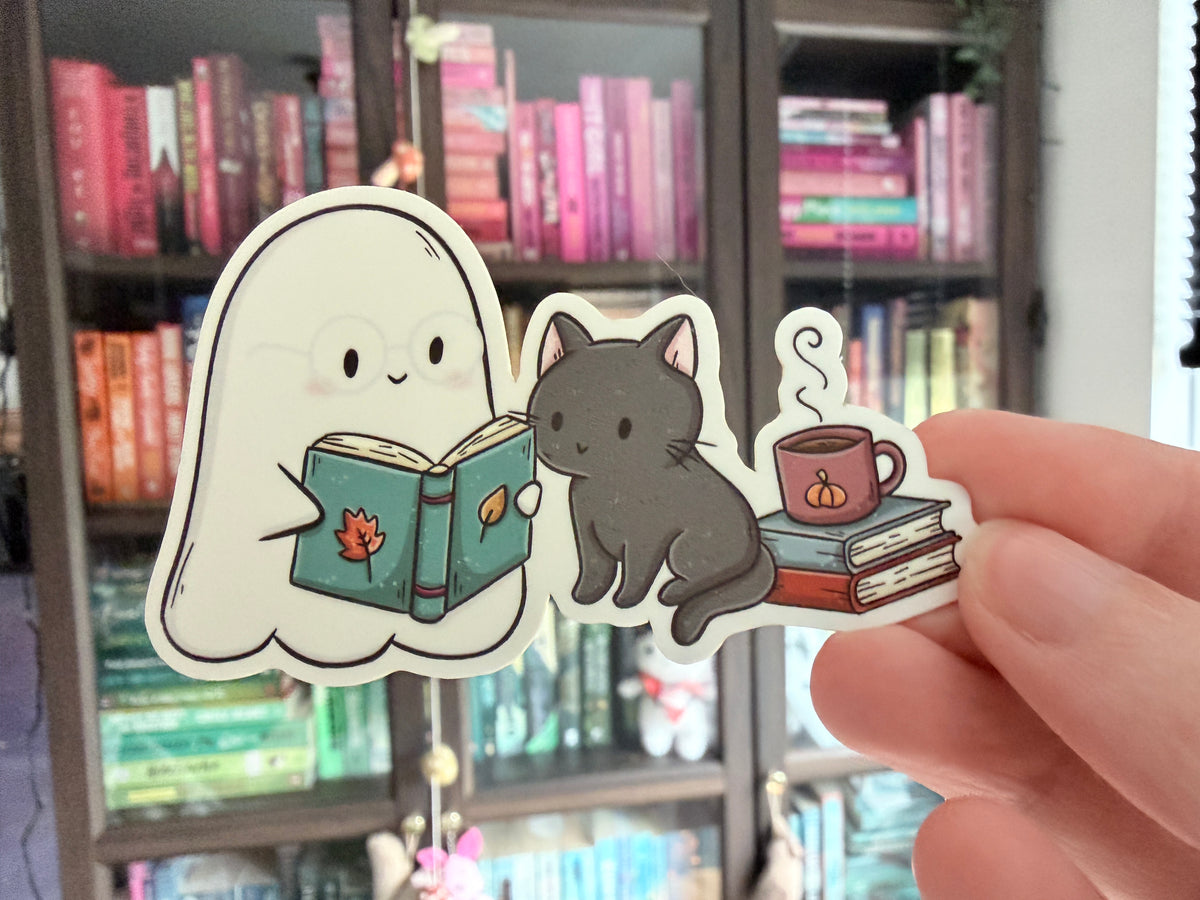 Ghost & Cat Die Cut Sticker