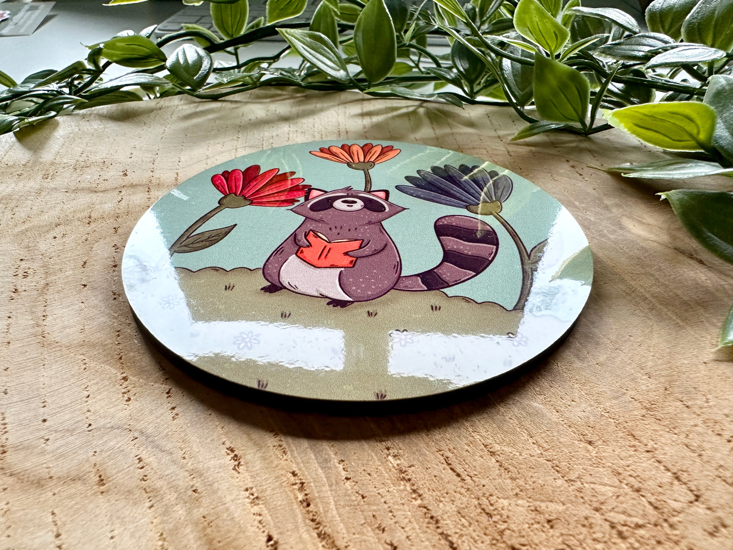 Reading Raccoon Coaster