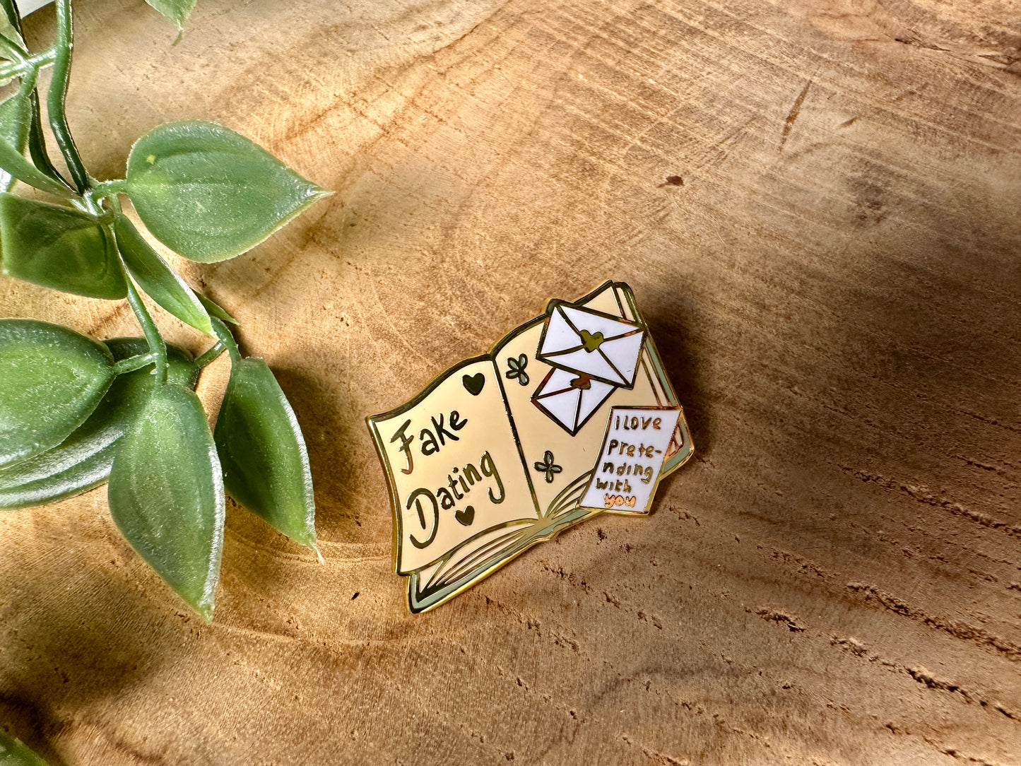 Fake Dating Romance Trope Enamel Pin