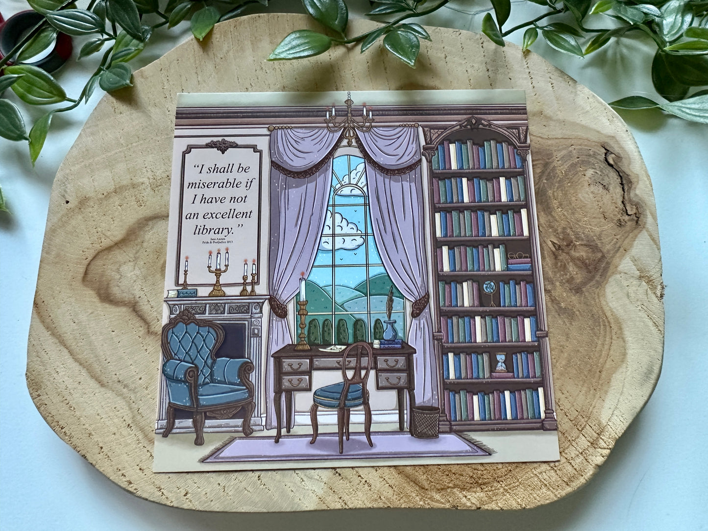 Pride & Prejudice Library Quote Postkarte