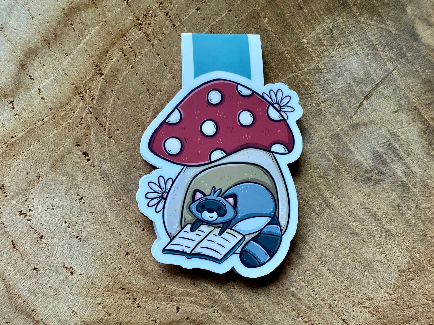 Raccoon & Mushroom Magnetic Bookmark