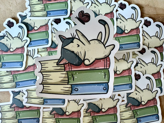 Cat with Butterfly Die Cut Sticker