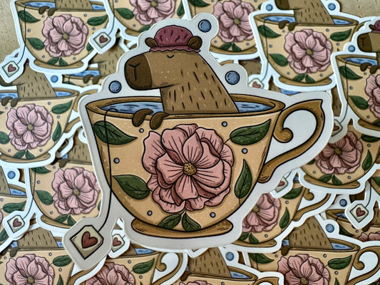 Autocollant Thé de capybara Die Cut