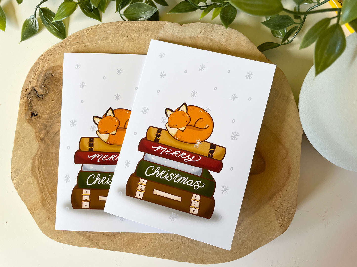 Weihnachtskarte Fox & Books