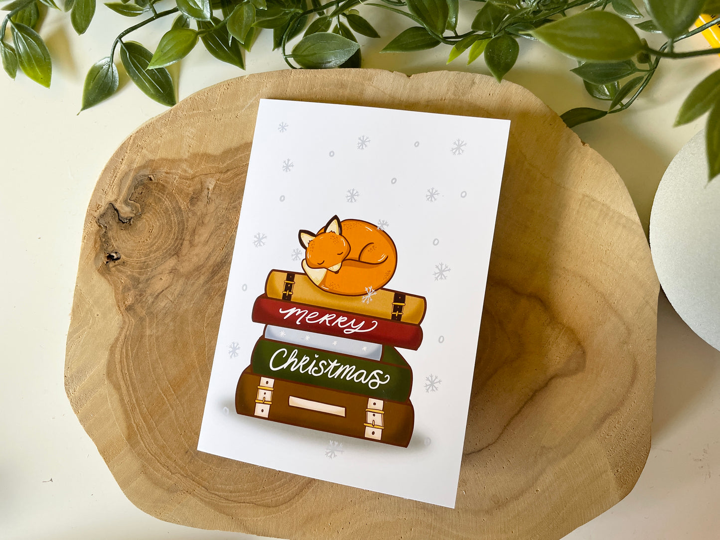 Weihnachtskarte Fox & Books