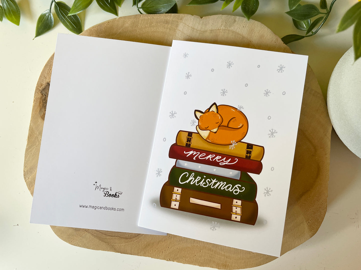 Weihnachtskarte Fox & Books