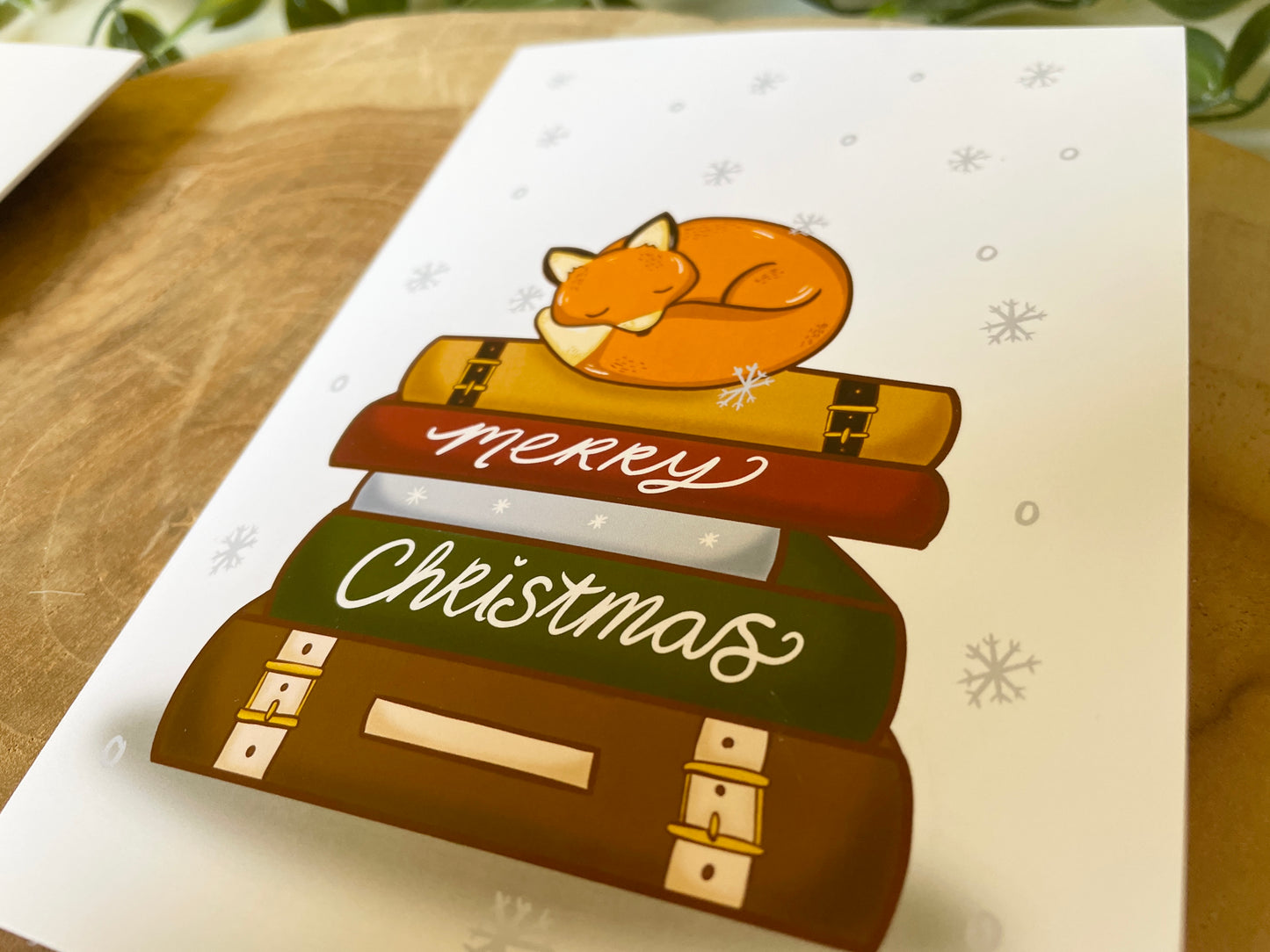 Weihnachtskarte Fox & Books