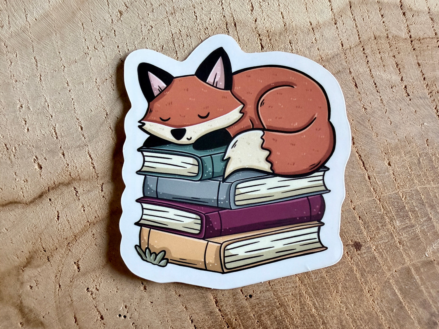 Sleepy Fox Die Cut Sticker