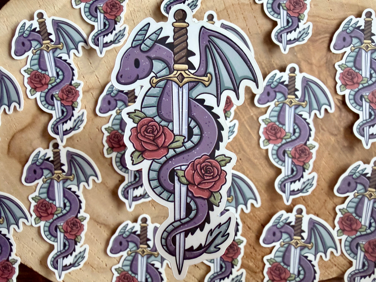 Dragon & Sword Die Cut Sticker