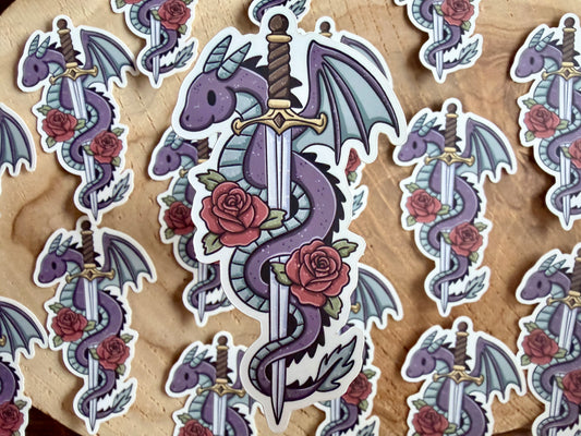 Dragon & Sword Die Cut Sticker