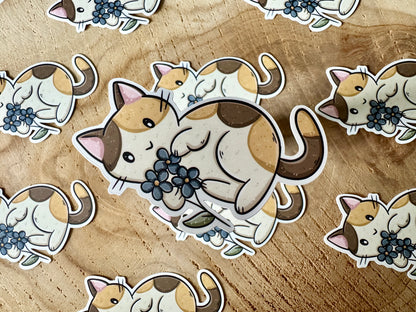 Katze & Blume Aufkleber
