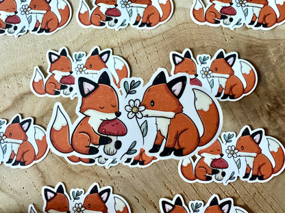 Baby Foxes Die Cut Sticker