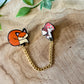Fox & Mushroom Enamel Collar Pin