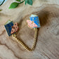 Moth & Book Enamel Collar Pin