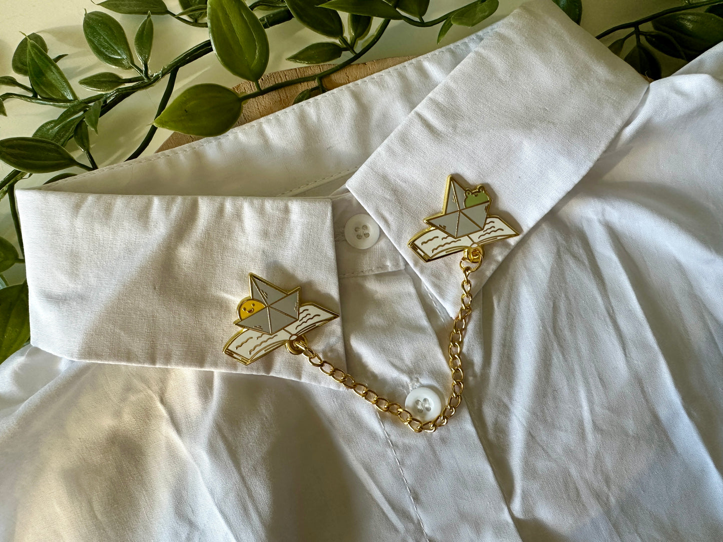 Paper Boat Enamel Collar Pin