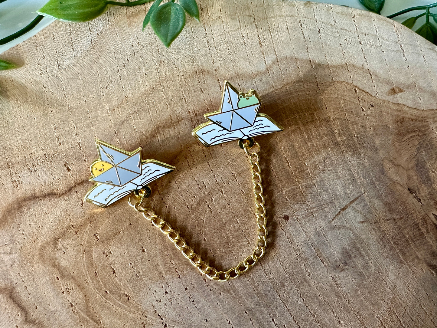 Paper Boat Enamel Collar Pin
