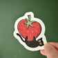 Black Cat & Strawberry Die Cut Sticker