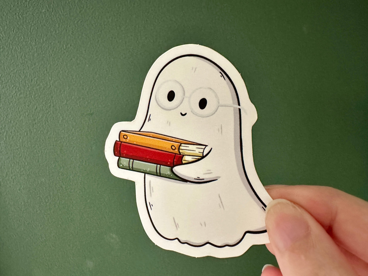 Ghost & Books Die Cut Sticker