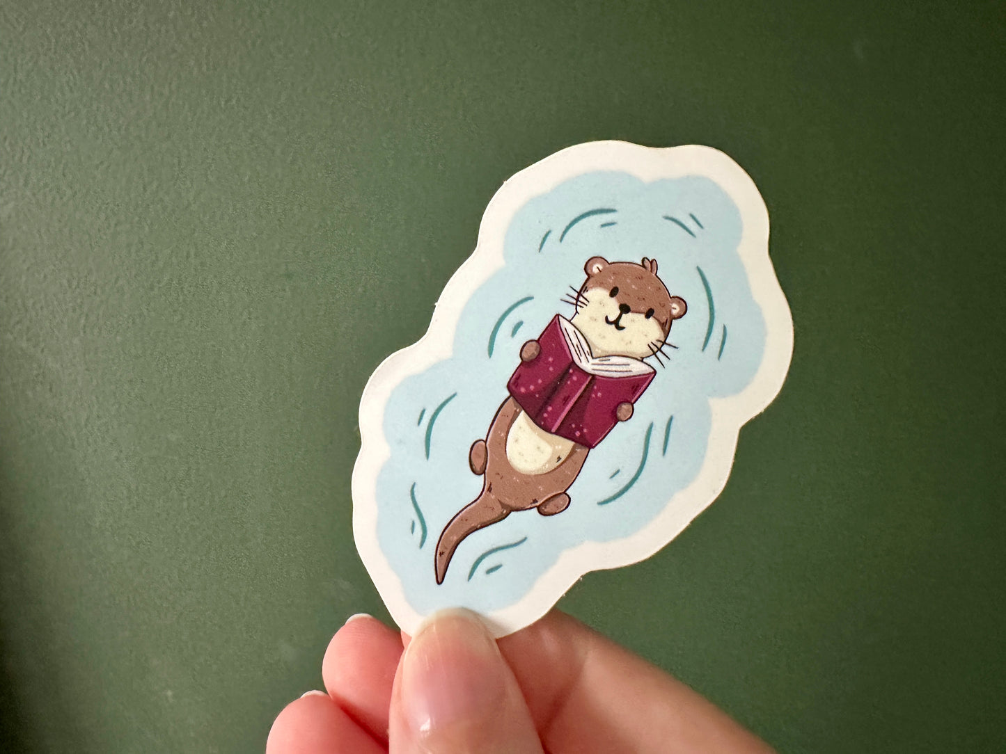 Floating Otter Die Cut Sticker
