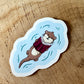Floating Otter Die Cut Sticker