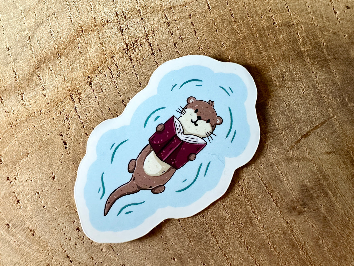 Floating Otter Die Cut Sticker