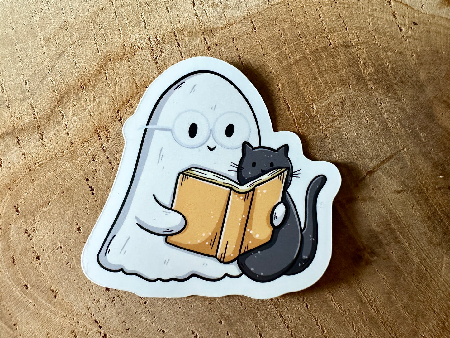 Ghost & Cat Die Cut Sticker