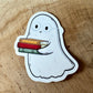 Ghost & Books Die Cut Sticker