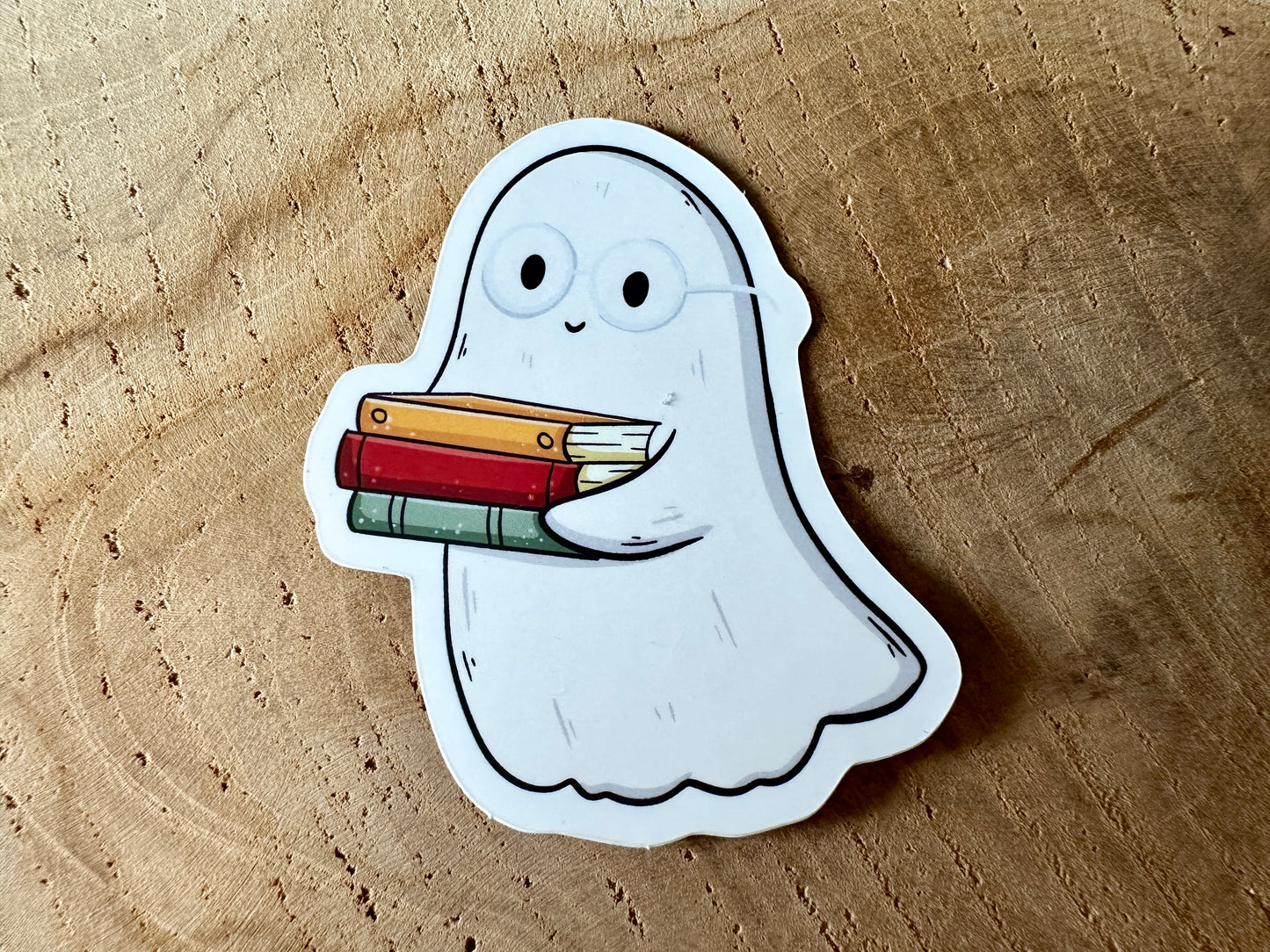 Ghost & Books Die Cut Sticker