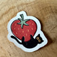 Black Cat & Strawberry Die Cut Sticker