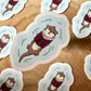 Floating Otter Die Cut Sticker